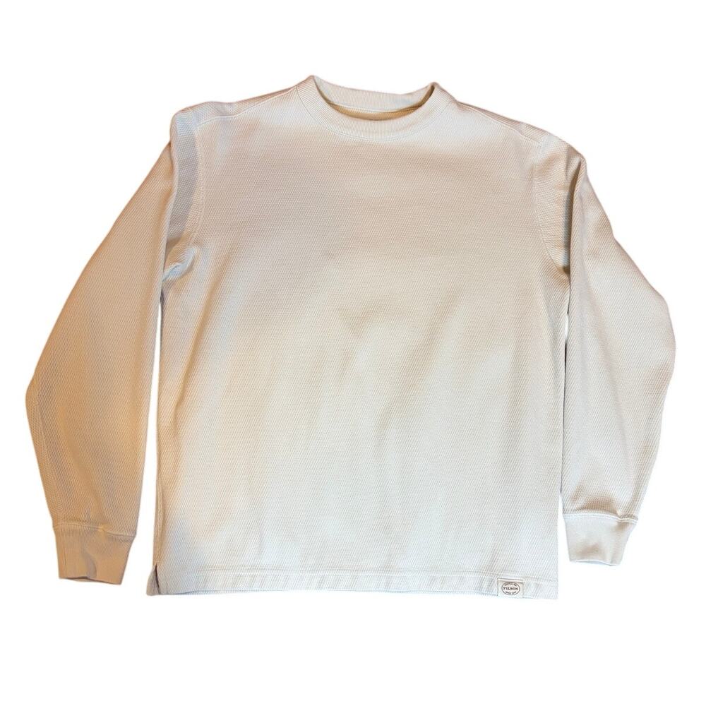 FILSON Men's Waffle Knit Thermal Crewneck Medium Sand Pullover Heavyweight